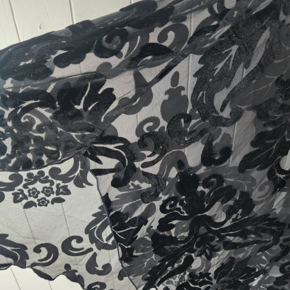 Black Velvet Brocade Burnout Asymmetrical Hem Dress - Worn once! Sz 16 - Picture 5 of 5